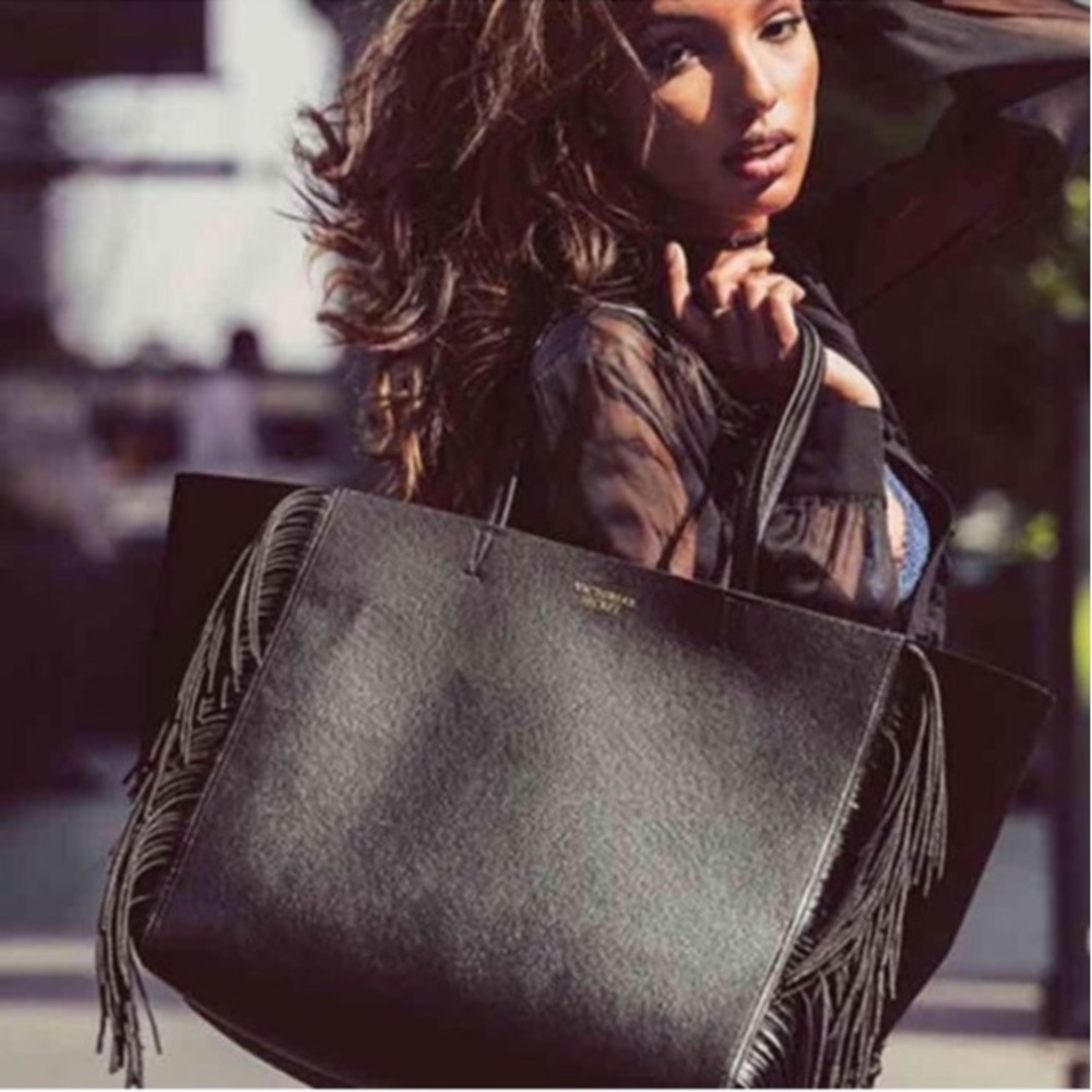 Victoria’s Secret Large Black Fringe Tote Bag